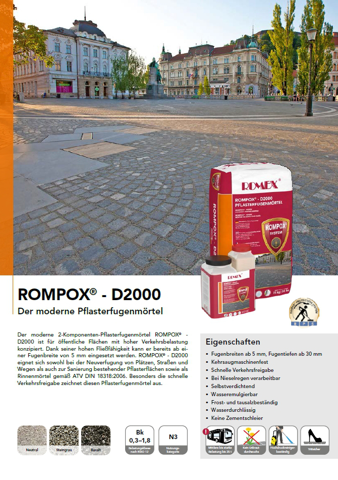 Rompox D2000 der moderne Pflasterfugenmörtel